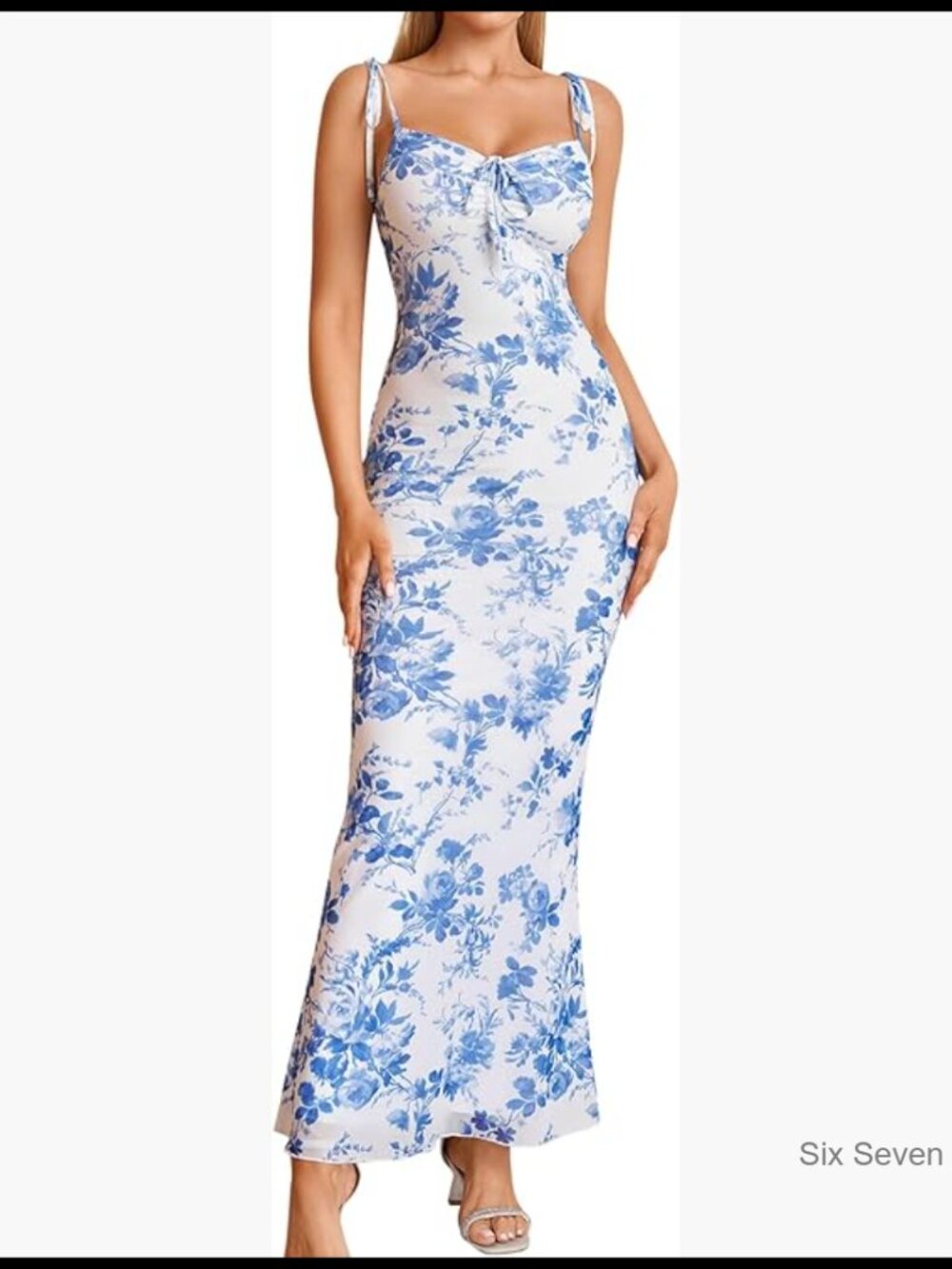 Floral Maxi Dress Tie Shoulder Bodycon Long Formal Bridal Shower